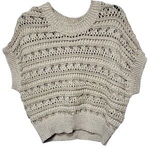 Rachel Zoe‎ Women's Medium Metallic Knit Dolman Sleeve Sweater Top Beige NWT